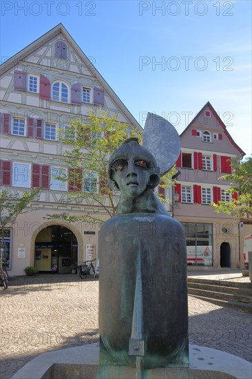 Moonlight fountain with sculpture by Juergen Goertz 1991