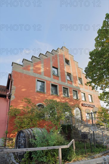 Red town hall with stepped gable