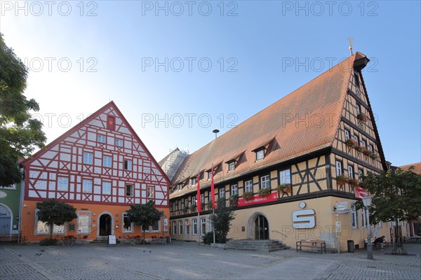 Half-timbered houses Sparkasse