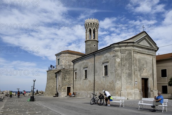 Waterfront with San Clemente Church or Maria Health Church and Lighthouse