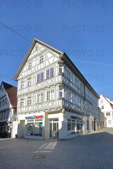 Grey half-timbered house Rathausapotheke