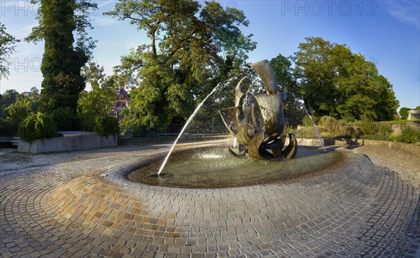 Rehmann fountain towards evening in Laufenburg