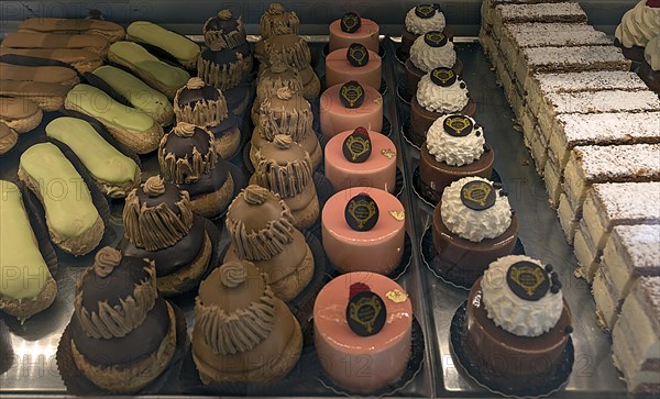 Patisseries in a traditional French bakery and patisserie