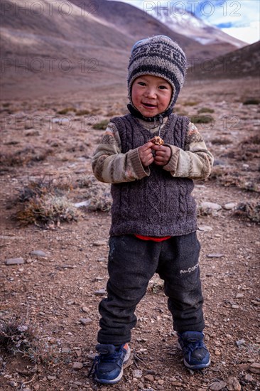 A young boy from the Changpa nomadic tribe