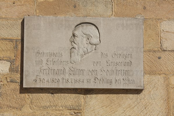 Memorial plaque to geologist and explorer Ferdinand Ritter von Hochstetter