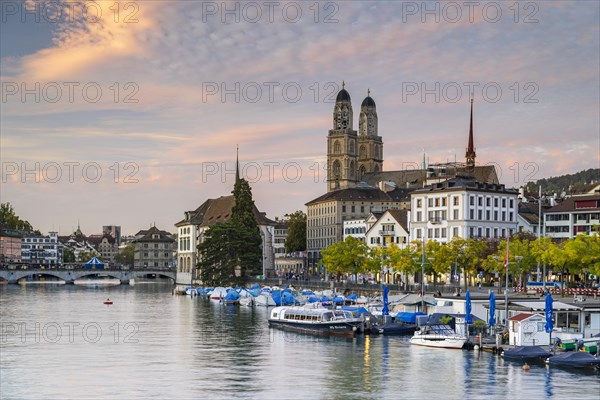 View over the Limmat to Grossmuenster and City Hall