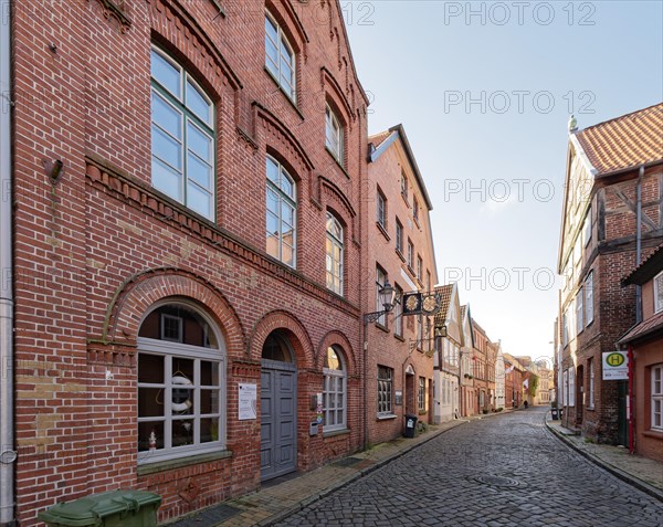 Half-timbered houses on the Elbstrasse in the old town of Lauenburg on the Elbe. Duchy of Lauenburg