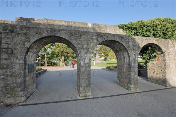 Historic city wall with arches