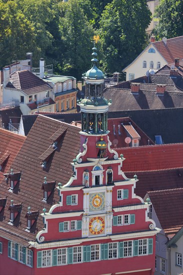 Old town hall built 1420 with tail gable and spire