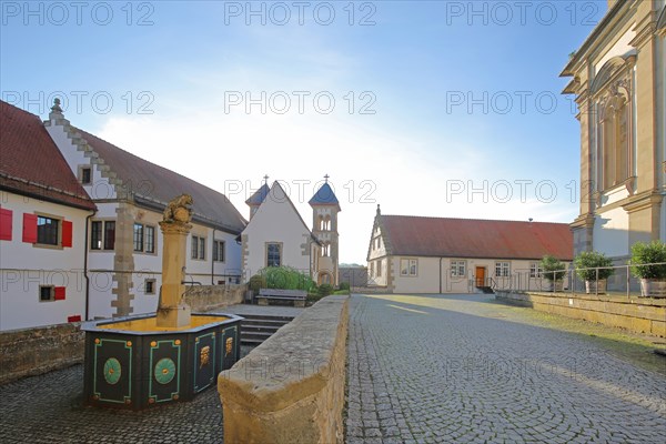 Inner courtyard with fountain of the Romanesque Comburg monastery