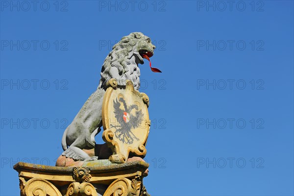 Lion figure with shield and double eagle from the lion fountain built in 1773