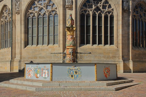 Lion fountain with figure and coat of arms built 1773