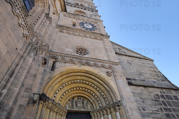 UNESCO Romanesque Bamberg Cathedral of St. Peter and St. George with princely portal and tympanum with Last Judgement