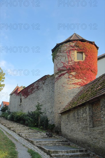 Historic town wall with wall tower