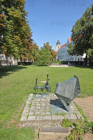 Sculpture Poultry Market by Fritz Melis 1992 at the Krautmarkt