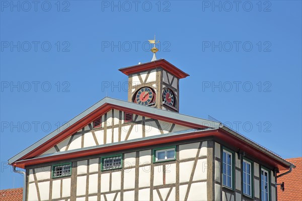 Historic guard house with spire and clock