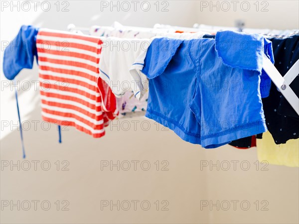 Close up clothes drying line