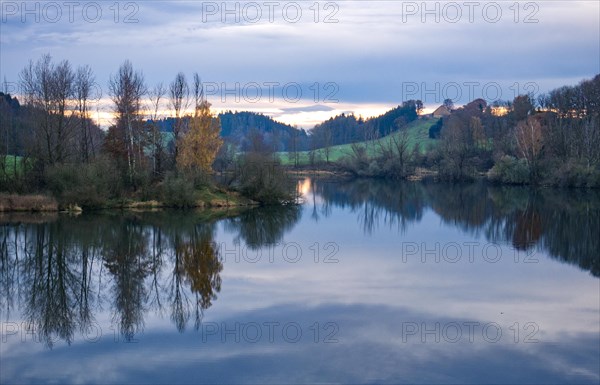 Retention basin or reservoir in Spindelwag near Rot an der Rot