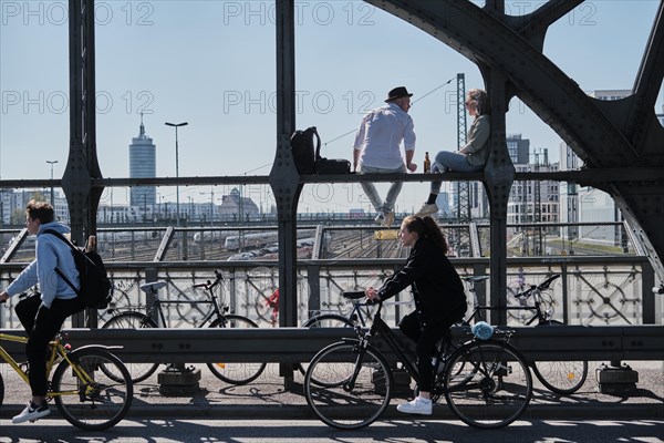 Young people meet during the on the Hackerbrücke in Munich