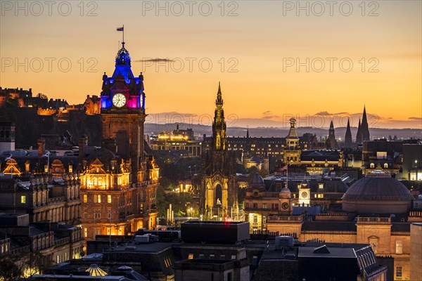 View from Calton Hill over the historic Old Town at night