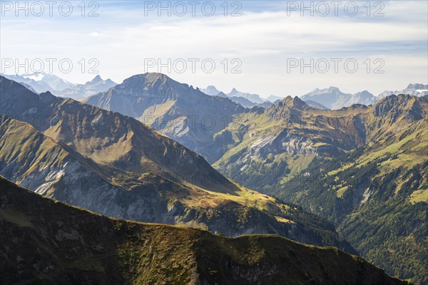 Mountain panorama in the peaks of the Glarus Alps