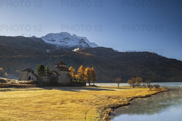 Crap da Sass Castle on Lake Silvaplana near St. Moritz