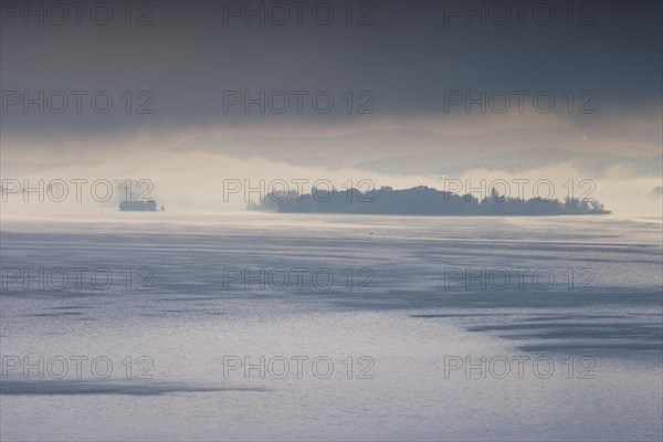 Foggy atmosphere over Lake Constance on an autumn morning