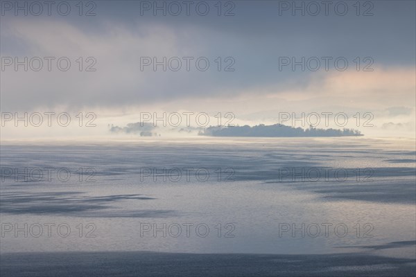 Foggy atmosphere over Lake Constance on an autumn morning