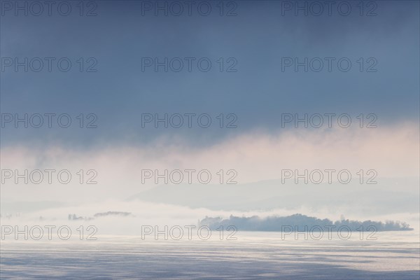 Foggy atmosphere over Lake Constance on an autumn morning