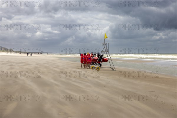 Sand kicked up during storm on the North Sea coast in De Panne