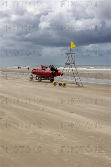 Sand kicked up during storm on the North Sea coast in De Panne