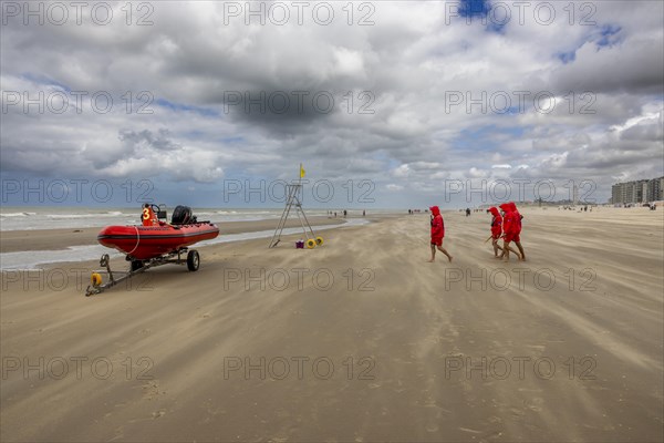 Sand kicked up during storm on the North Sea coast in De Panne