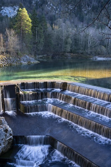 Landscape with waterfall in the Allgäu in autumn. The Lech Falls