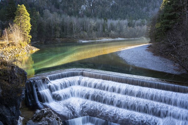 Landscape with waterfall in the Allgäu in autumn. The Lech Falls