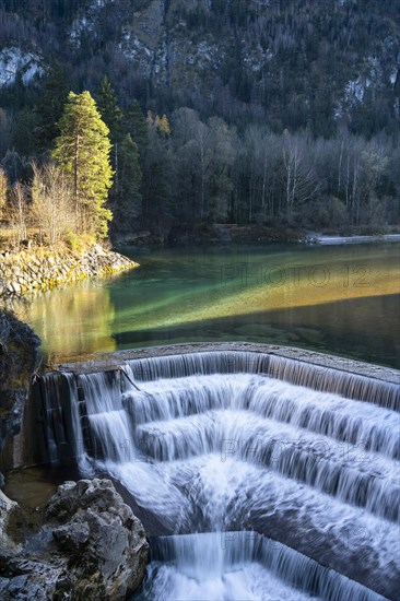 Landscape with waterfall in the Allgäu in autumn. The Lech Falls