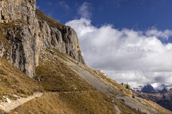 Hiking trail at the foot of the Catinaccio massif