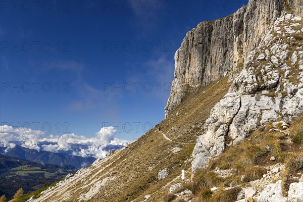 Hiking trail at the foot of the Catinaccio massif