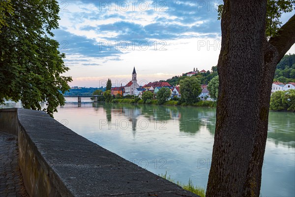 Inn River with St. Gertraud Church on the bank in Passau