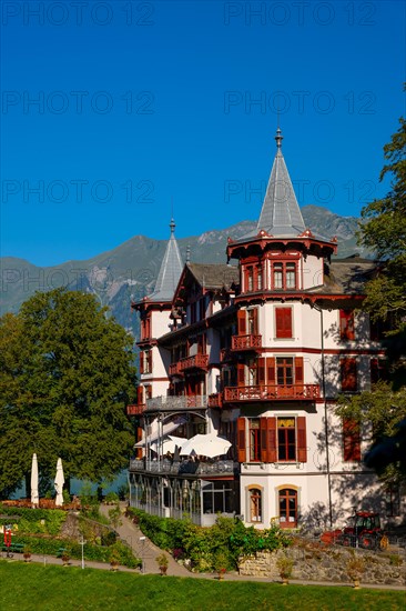 The Historical Grandhotel Giessbach on the Mountain Side in Brienz