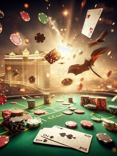 Casino scene on a gaming table