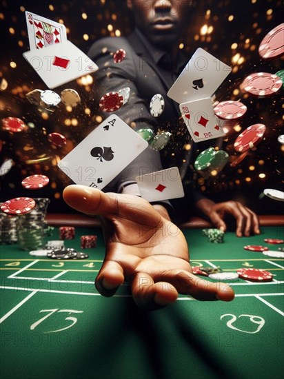 Casino scene on a gaming table