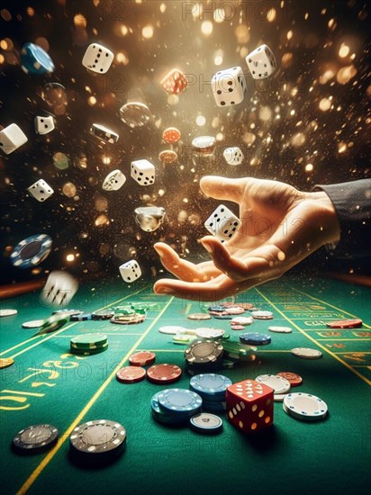 Casino scene on a gaming table