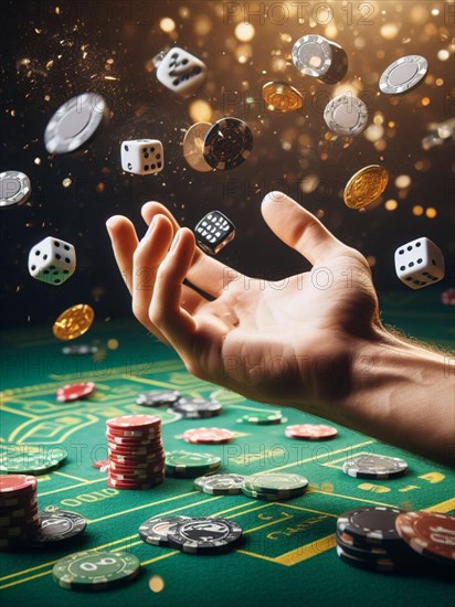 Casino scene on a gaming table