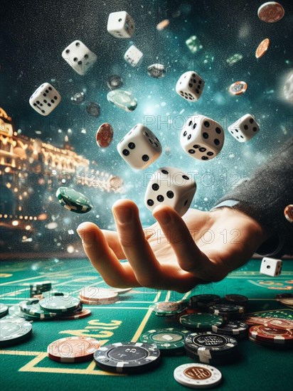 Casino scene on a gaming table