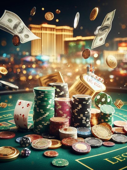 Casino scene on a gaming table