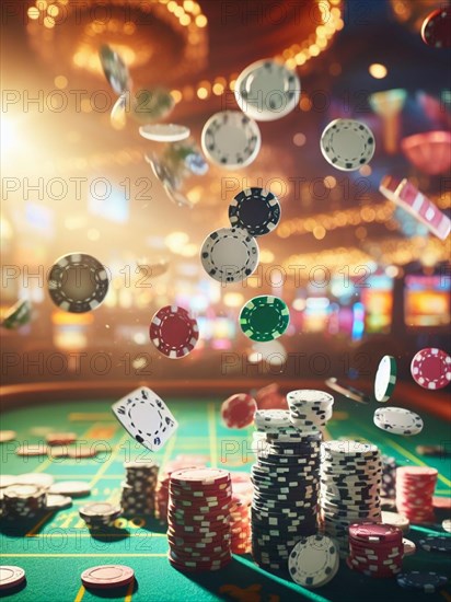 Casino scene on a gaming table