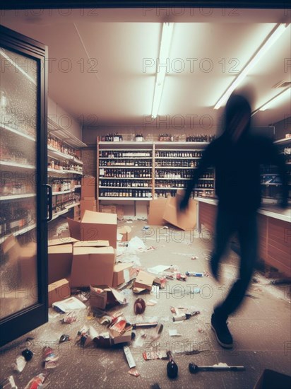 Criminal looter rob vandalize retail shop