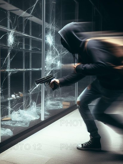 Criminal looter rob vandalize retail shop