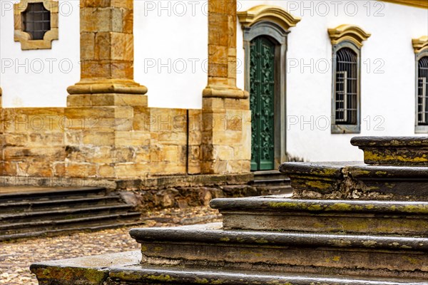 Colonial architecture of the historic city of Mariana in Minas Gerais with details of the facades