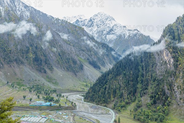 Snow capped mountain in hill station of Sonamarg in Jammu Kashmir india